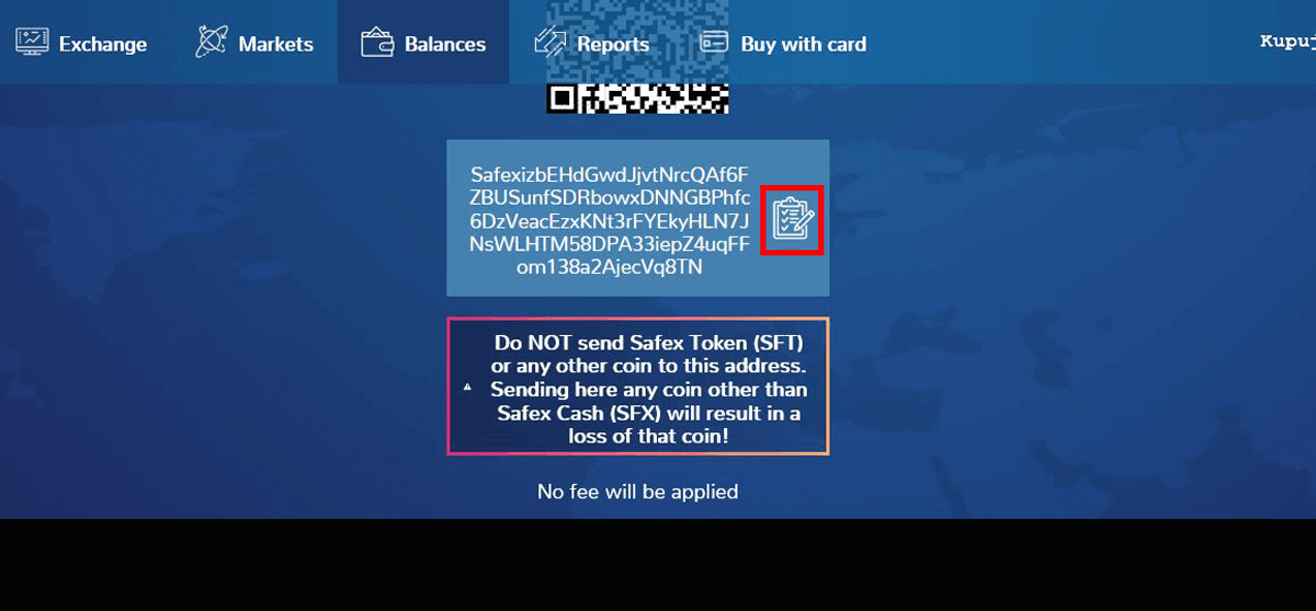 Safex Cash Address on Xcalibra