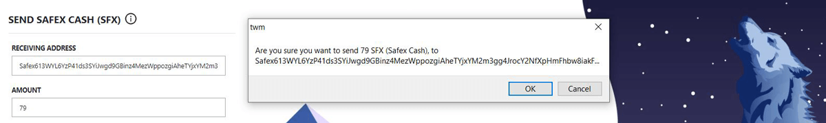 Sending Safex Cash From the Wallet