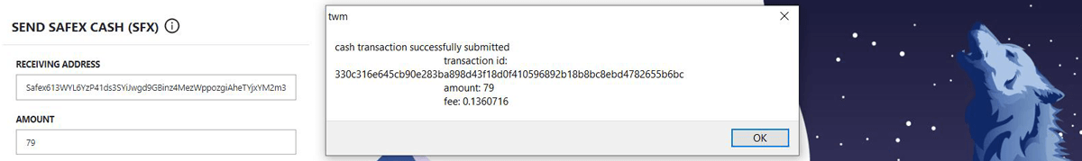 Sending Safex CashTransaction