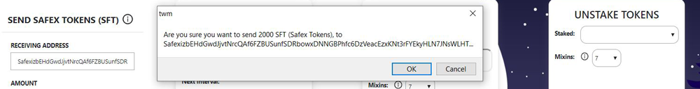 How to send Safex Coins to the Exchange Confirm Sending Token