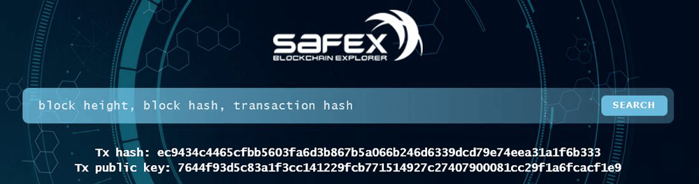 Safex Blockchain Explorer Transaction Hash