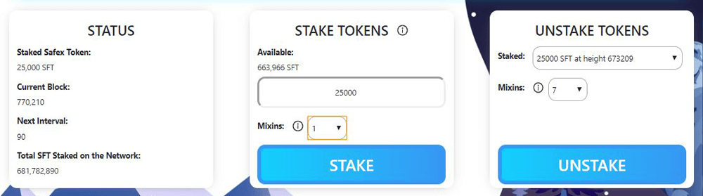 Stake Safex Tokens