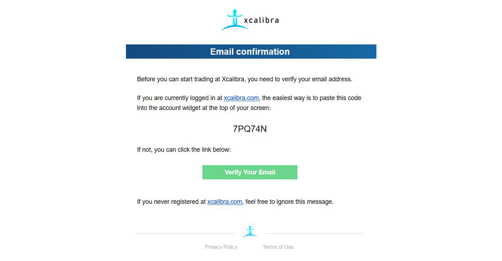 Verify an Email Xcalibra Exchange