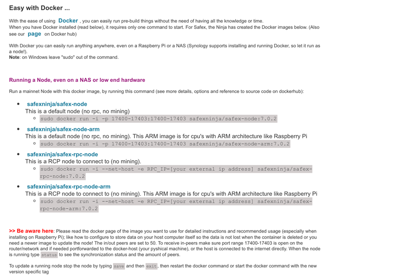 Building a RaspberryPi Safex Node RaspberryPi Safex Ninja Docker