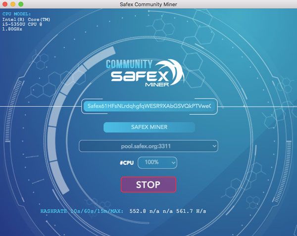 Start Safex Community One-Click Miner Application