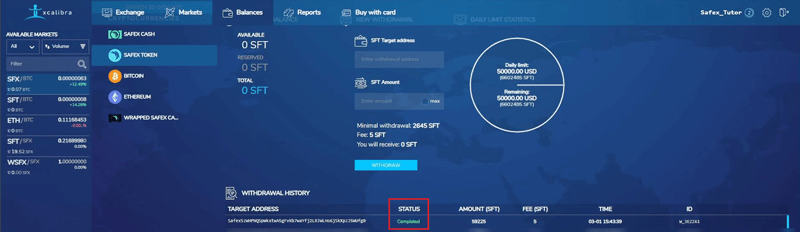 Buy Safex Tokens on Xcalibra exchange | Detailed guide